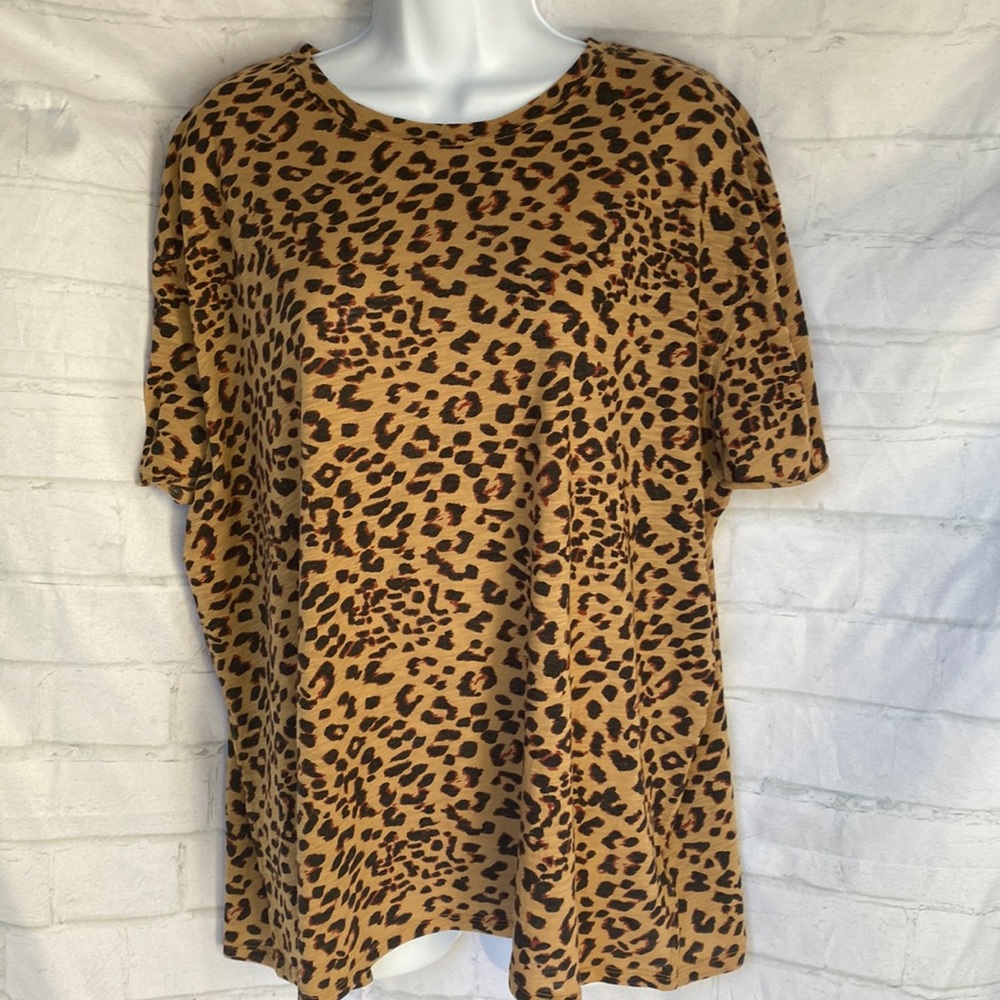 Free People Cheetah Short Sleeve T-Shirt Top Blouse